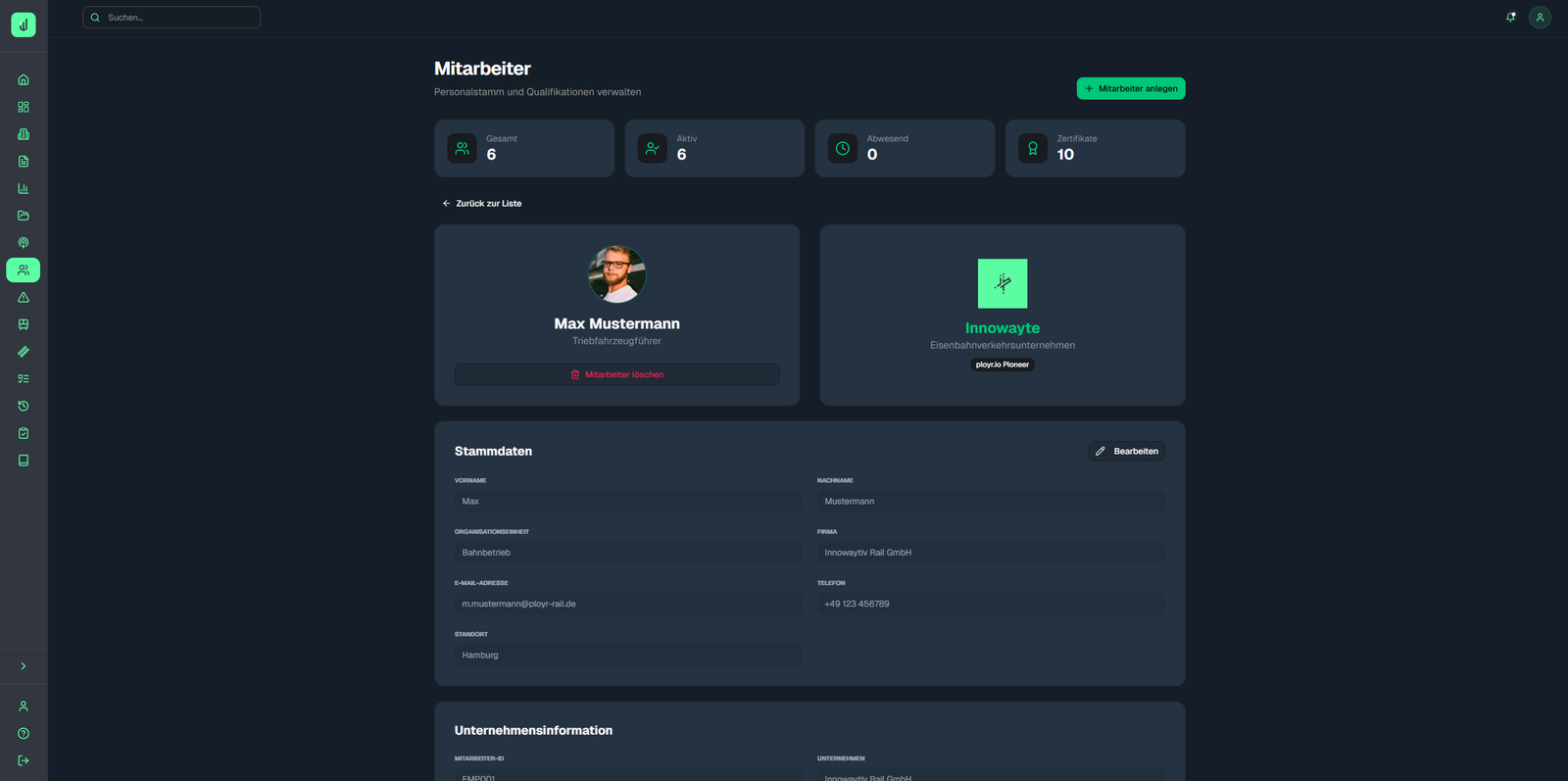 Detaillierte Personalakte